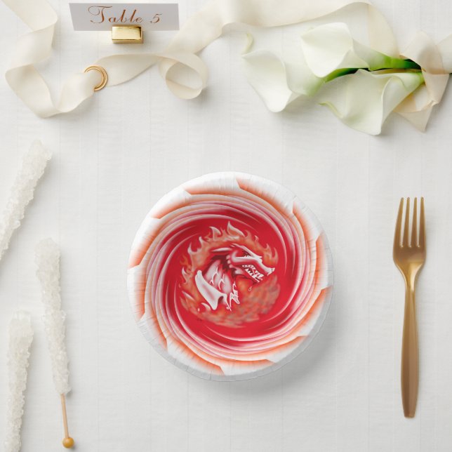 Wild Wolf Whirling white paper bowls Plate (Wedding)