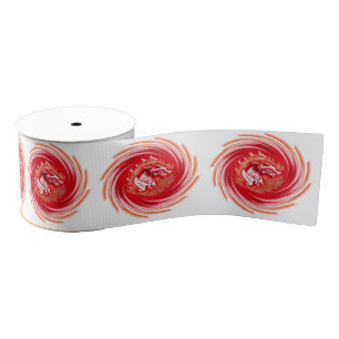 Wild Wolf Whirling white ribbon spool Grosgrain Ribbon