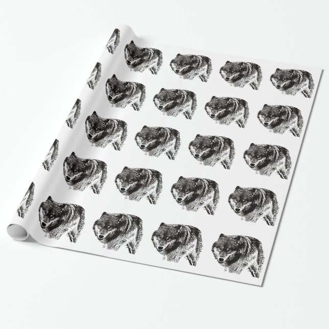 Wild Wolf Wrapping Paper (Unrolled)