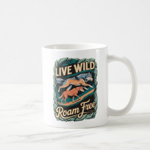 Wild Wolves Adventure Retro Nature Artwork Coffee Mug
