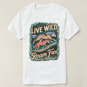 Wild Wolves Adventure Retro Nature Artwork T-Shirt