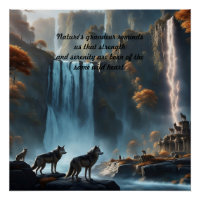 Wild Wolves at the Waterfall Oasis Pillar Candle