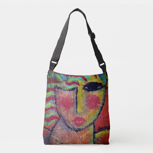 Wild Woman Abstract Painting Crossbody Bag (Front)