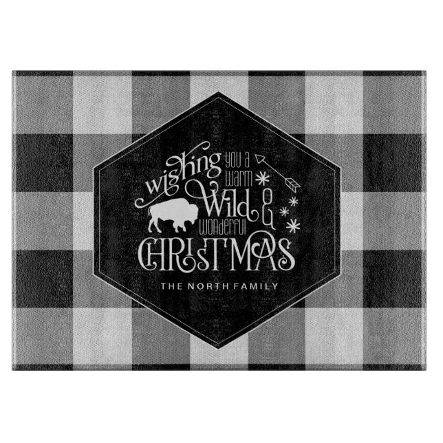 Wild Wonderful Christmas Black Buffalo Plaid ID604 Cutting Board (Front)