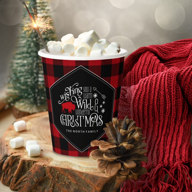 Wild Wonderful Christmas Red Buffalo Plaid ID604 Paper Cups (Creator Uploaded)