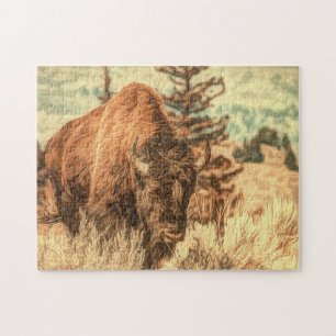 Wild Woodland Bison Jigsaw Puzzle