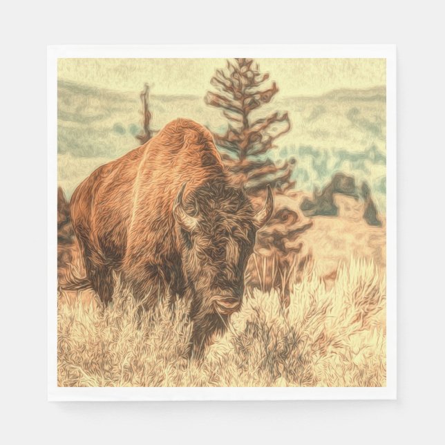 Wild Woodland Bison Napkin (Front)