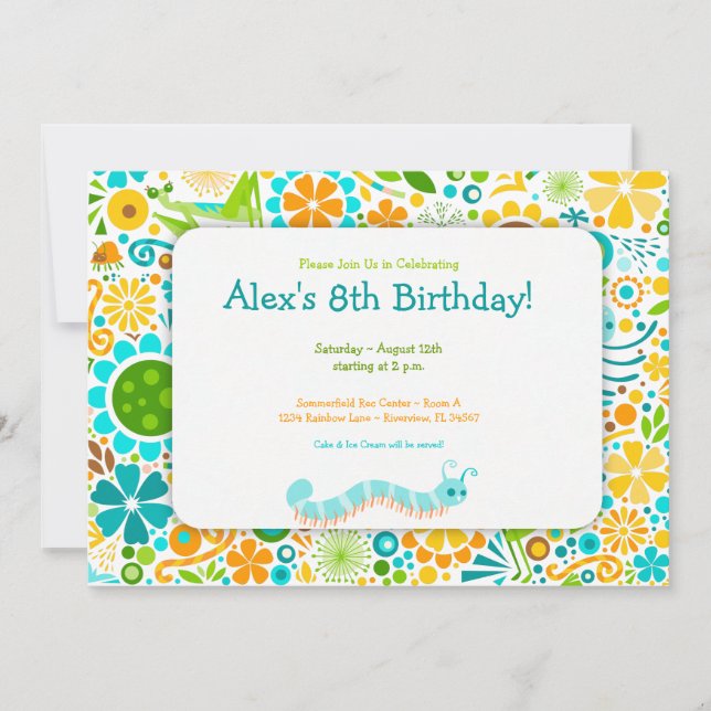 Wild World Cute Bugs Party Invitation (Front)