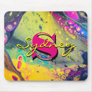 Wild Yellow and Black Acrylic Fluid Art Mouse Pad