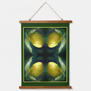 Wild Yellow Lady Slipper Orchid Flower Abstract Hanging Tapestry