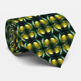 Wild Yellow Lady Slipper Orchid Flower Abstract Tie