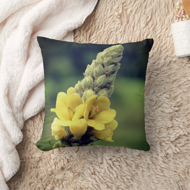 Wild Yellow Mullein Flower   Cushion (Blanket)