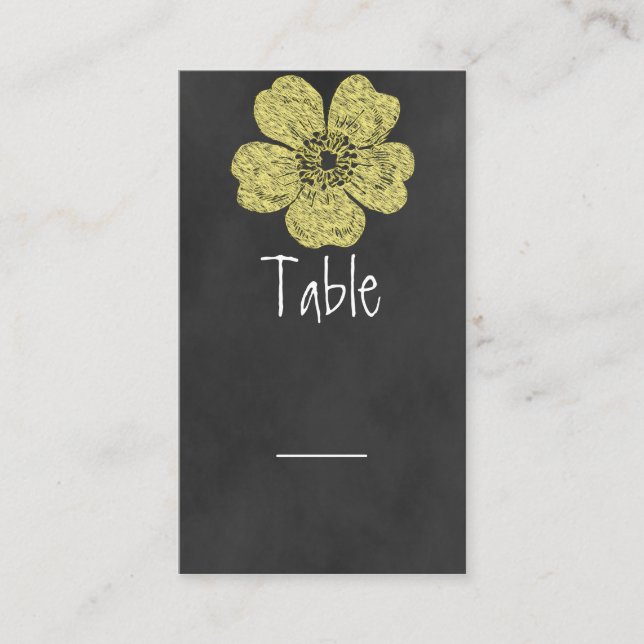 Wild Yellow Roses Chalkboard Table Card (Front)