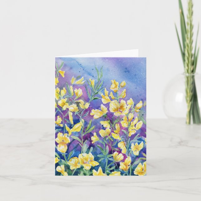 "Wild Yellow Sweet Peas" Blank Notecard (Front)