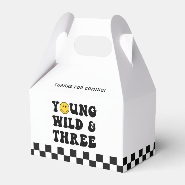 Wild Young and Three Boy 3rd Birthday Favour Box (Front Side)