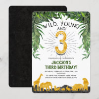 Wild young and three, Jungle animal, 3rd birthday