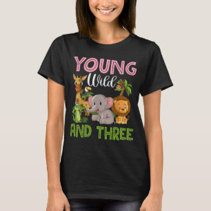 Wild Young And Three Outfit Toddler Girl Zoo Jungl T-Shirt