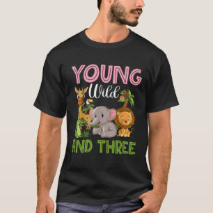 Wild Young And Three Outfit Toddler Girl Zoo Jungl T-Shirt
