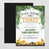 Wild young and three, Safari animal, 3rd birthday