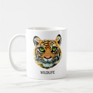 Wild Young Tiger Face & Calligraphy Coffee Mug
