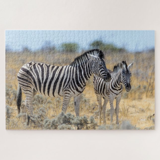 Wild Zebra Mother & Baby Nature Safari Jigsaw Puzzle (Horizontal)