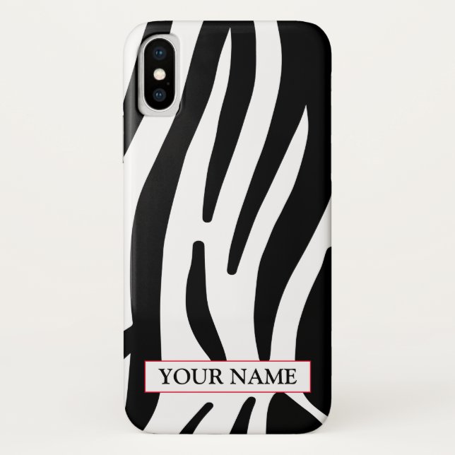 Wild Zebra Print with Name Case-Mate iPhone Case (Back)