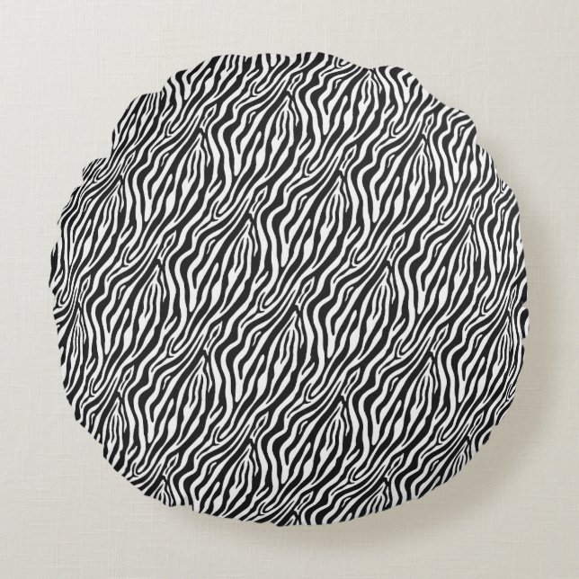 Wild Zebra Stripes Seamless Pattern Round Cushion (Front)