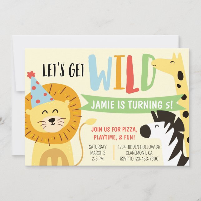 Wild Zoo Party Animals Birthday Invitation (Front)