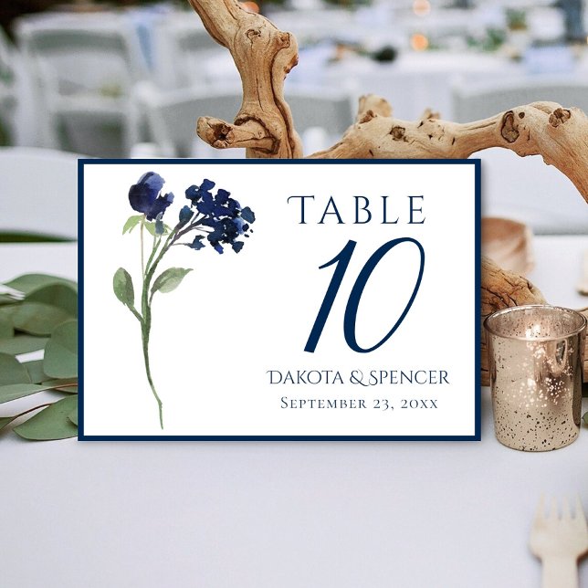 Wildbloom | Classic Blue Bohemian Garden Flowers Table Number (Creator Uploaded)