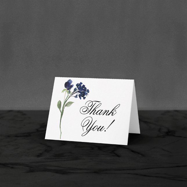 Wildbloom | Classic Blue Bohemian Garden Flowers Thank You Card (Creator Uploaded)