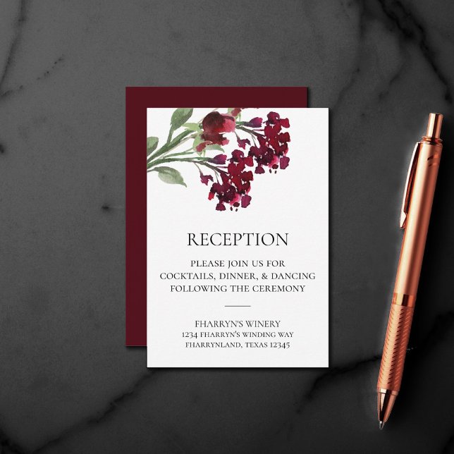 Wildbloom | Crimson Red Bohemian Flowers Reception Enclosure Card (Creator Uploaded)
