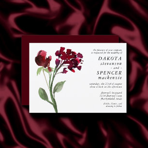 Wildbloom Crimson Red Bohemian Flowers Wedding Invitation