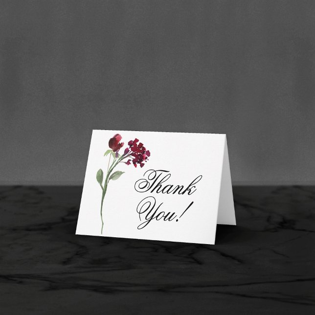 Wildbloom | Crimson Red Bohemian Flowers Wedding Thank You Card (Creator Uploaded)