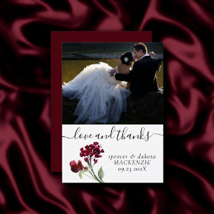 Wildbloom   Crimson Red Bohemian Photo Love and Thank You Card
