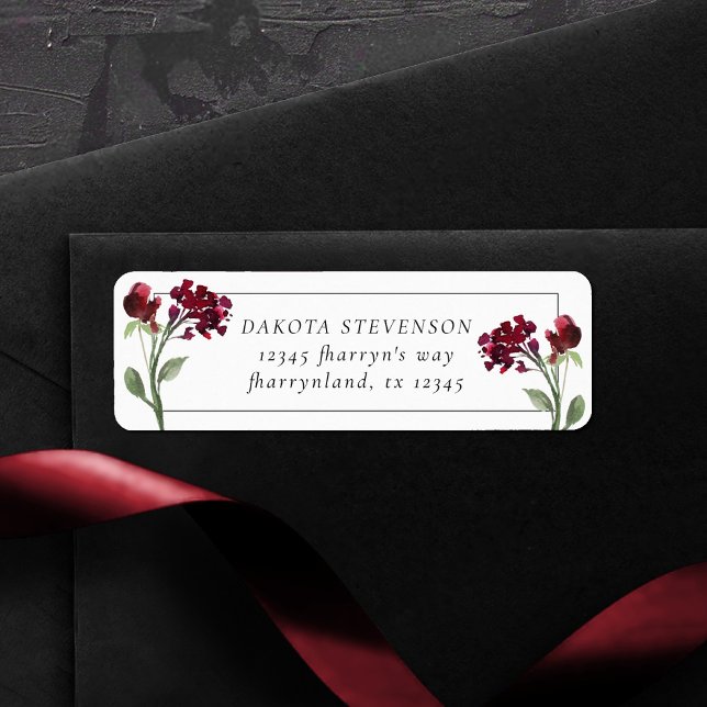Wildbloom | Crimson Red Bohemian Return Address Label (Creator Uploaded)