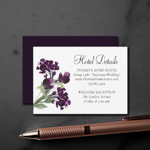 Wildbloom   Deep Purple Bohemian Flower Hotel Info Enclosure Card