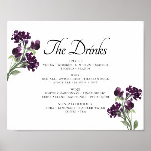 Wildbloom   Deep Purple Bohemian Flowers Bar Menu Poster