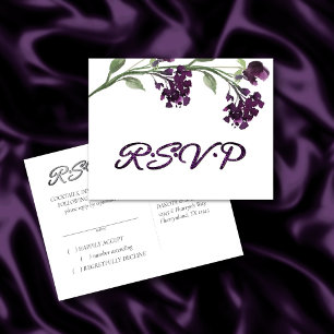 Wildbloom   Deep Purple Bohemian Flowers RSVP Invitation Postcard