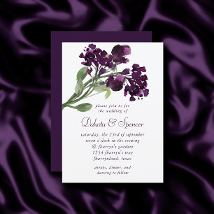 Wildbloom   Deep Purple Bohemian Wild Flower Invitation