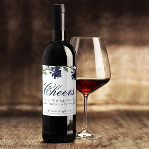 Wildbloom Navy Blue Bohemian Cheers to Love Wine Label