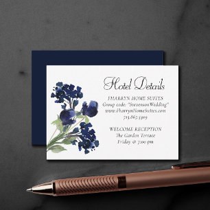 Wildbloom Navy Blue Bohemian Flower Hotel Detail Enclosure Card