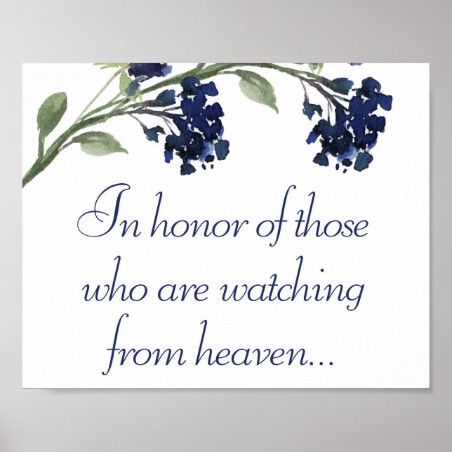 Wildbloom | Navy Blue Bohemian Flowers Memorial Poster (Front)