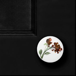 Wildbloom Terracotta Orange Bohemian Flower Ceramic Knob