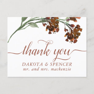 Wildbloom Terracotta Orange Bohemian Thank You Announcement Postcard