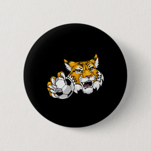 Wildcat Bobcat Lynx Cougar Soccer Byll Cartoon Cha 6 Cm Round Badge