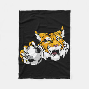Wildcat Bobcat Lynx Cougar Soccer Byll Cartoon Cha Fleece Blanket