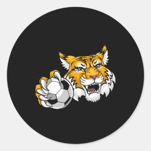 Wildcat Bobcat Lynx Cougar Soccer Ll Cartoon Chara Classic Round Sticker