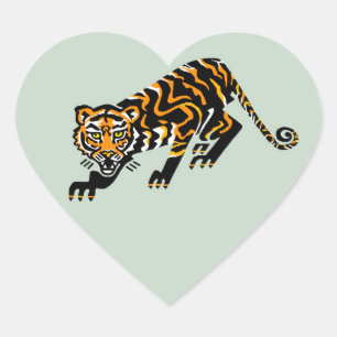 Wildcat -I love TIGERS - Wildlife - Nature - Green Heart Sticker