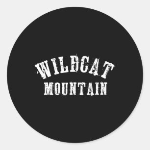 Wildcat Mountain Grungy Rustic Artisian Bold Skier Classic Round Sticker