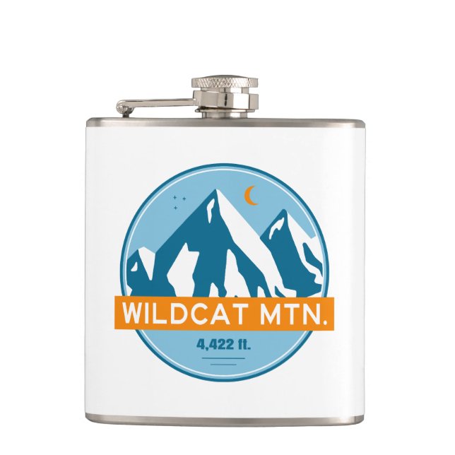 Wildcat Mountain New Hampshire Stars Moon Hip Flask (Front)